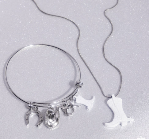 White Cowboy Boot Complete Look 2PC SET