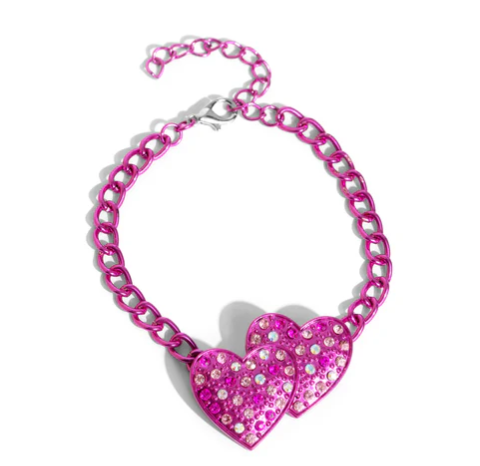 Low-Key Lovestruck NECKLACE & BRACELET SET - Pink