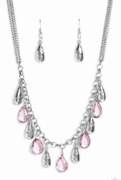 Teardrop Timbre Pink Necklace