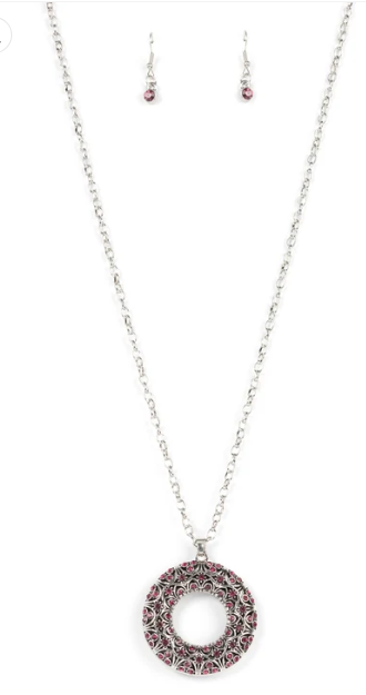 Wintry Wreath Pink Necklace